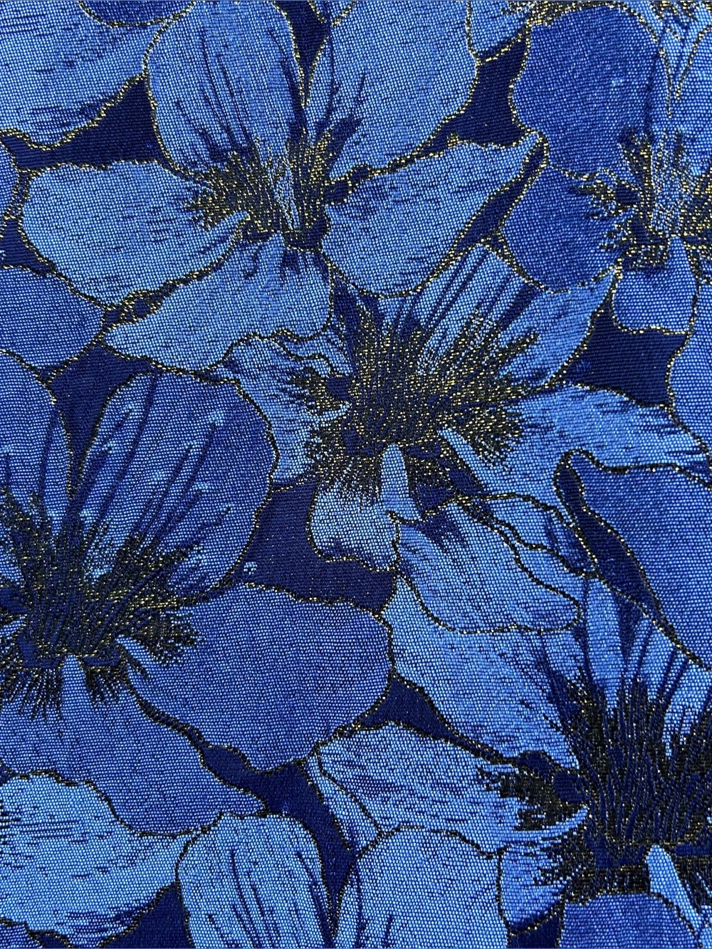 Pomander Place Tuckernuck Samantha Dress M Blue Gold Floral Jacquard Textured - Picture 13 of 16